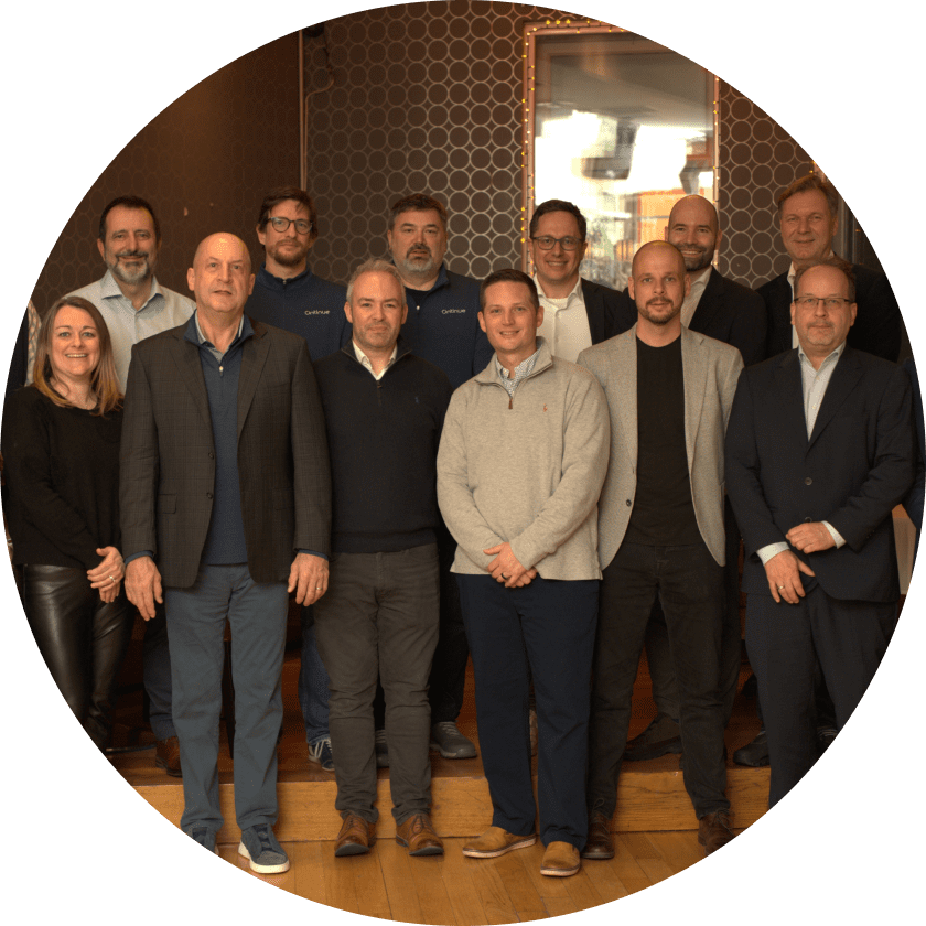 An illustrated graphic featuring a central figure with two silhouettes behind, set against a purple background. The central figure is wearing a collared shirt, depicted in simple lines.