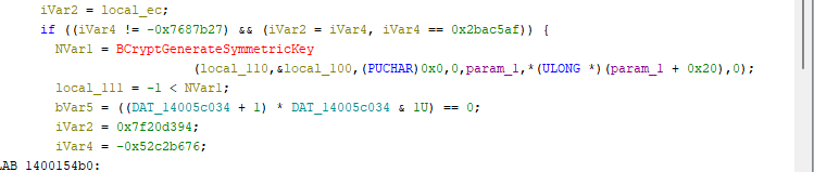 A snippet of programming code displaying a conditional statement using variables, function calls, and operations in a syntax highlighting format. The code involves checks with hexadecimal values and assignments to variables.