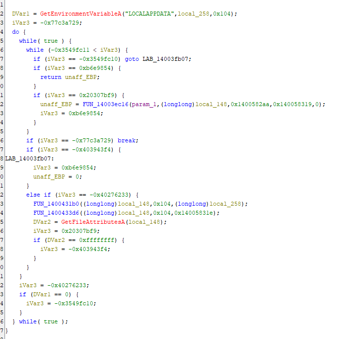 A screenshot of computer code written in a programming language, displaying functions, conditional statements, and variable assignments. The code includes loops and memory operations, with syntax highlighting in various colors.