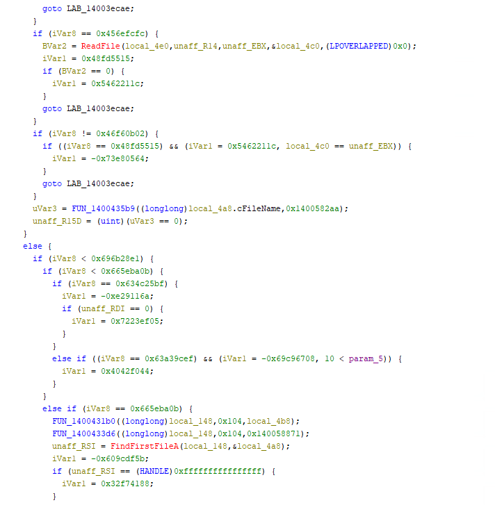 A segment of computer code displayed on a light background, including conditional statements, function calls, and variable assignments in a programming environment.
