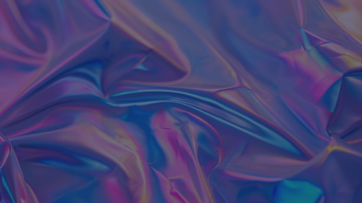 Abstract purple and blue iridescent fabric-like folds, suggesting AI in Security Operations.
